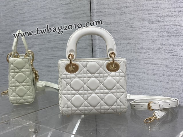 Dior专柜新款Lady女包迪奥顶级原单三格白色Classic Lady戴妃包 djfk1220